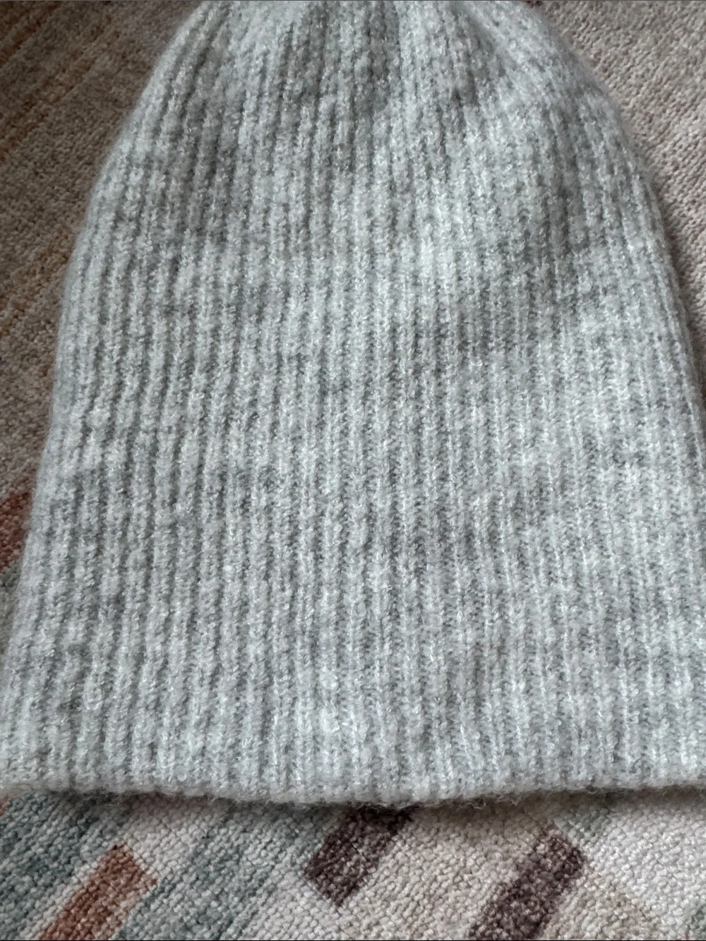 aerie Soft Ribbed Knit Beanie in Light Gray